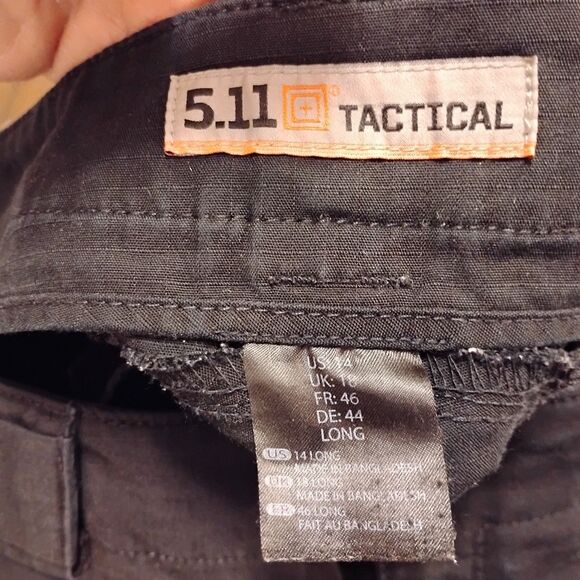 5.11 tactical cargo pants womens 14 long black ripstop straight leg relaxed fit - Picture 6 of 8